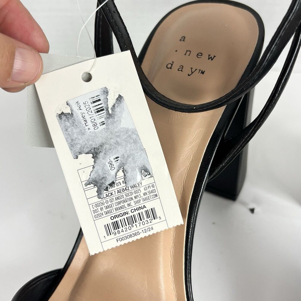 Women Black Block Heel Sandals Ankle Strap Memory Foam Size 11 - Picture 7 of 11